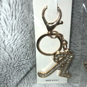 Pastels Gold Rhinestone Initial Keychain